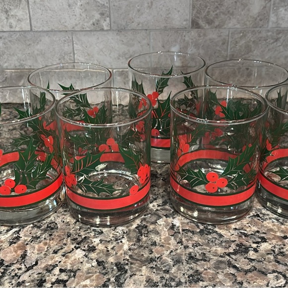 Vintage Libbey Hollyberries Lowball Glasses Set